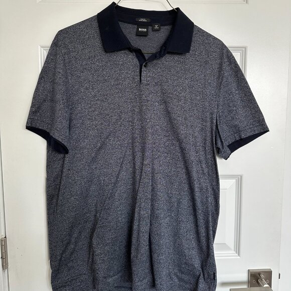 HUGO BOSS Pitton Fineliner Slim Fit Polo in Navy - Picture 2 of 4